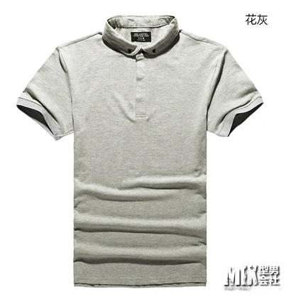 light grey Мужская брендовая хлопковая рубашка поло для мужчин, дизайнерская мужская хлопковая рубашка поло с коротким рукавом, трикотажная Мужская рубашка поло, новинка PL003-2 - Цвет: light grey
