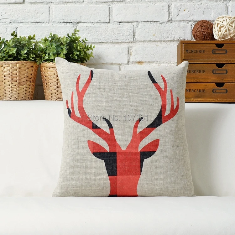 45X45cm Vintage cushion cover Pillow Case Cover Throw Linen Decor Home Lattice Milu Deer | Дом и сад