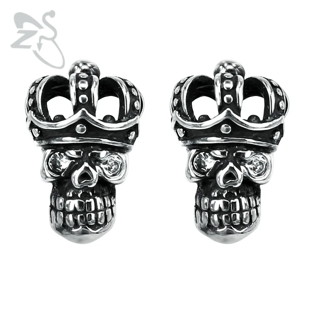 

Skull Ear Stud Silver Color Rock Tragus Earlobe Earring Cubic Zirconia Crystal Rivets Brincos Unisex Birthday Vintage Earring
