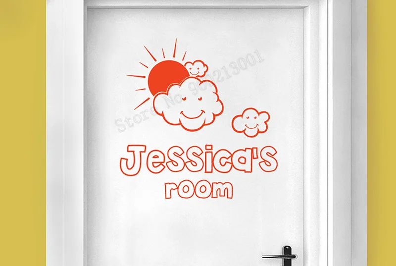 Персонализированные Имя дверь стикер красота детская комната Babyroom домашнее