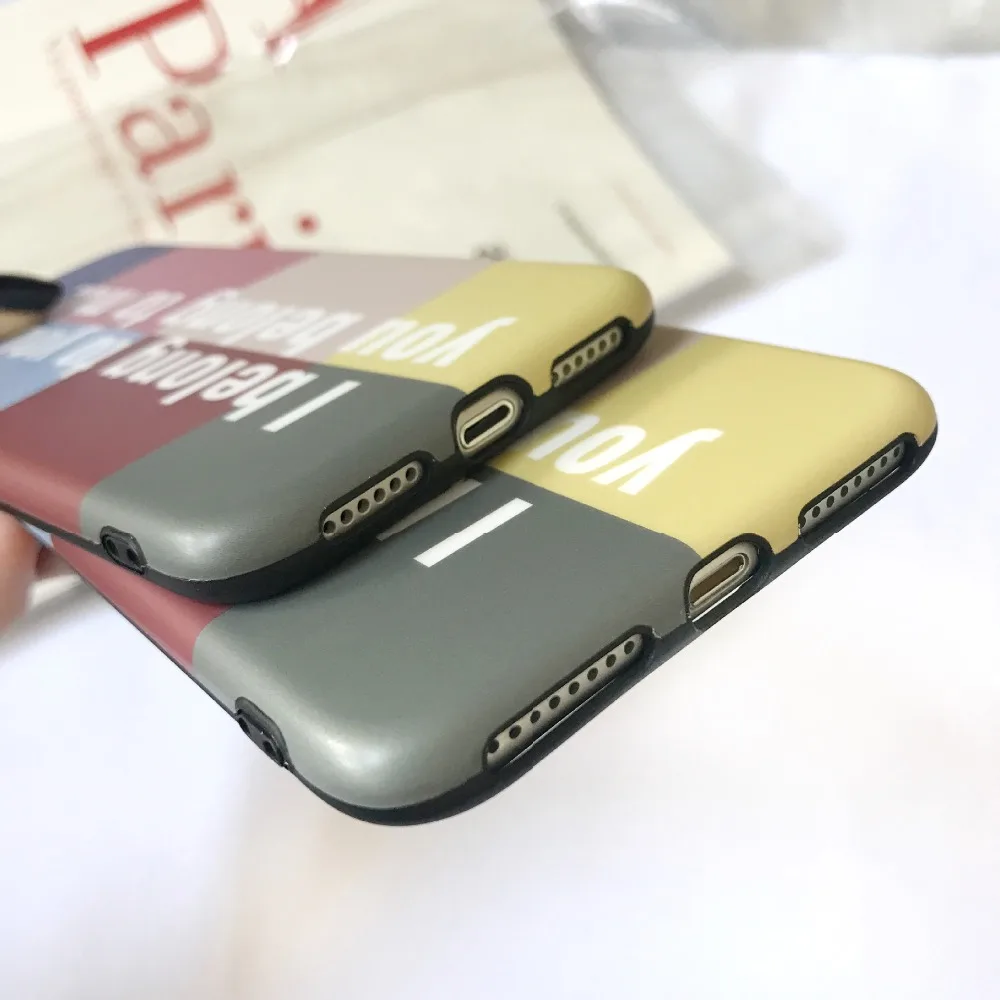 Simple English Letters Phone Case For IPhone XS Max XR Various Color Stitching Shell for 6 7 8 Plus Soft TPU Cover Coque |