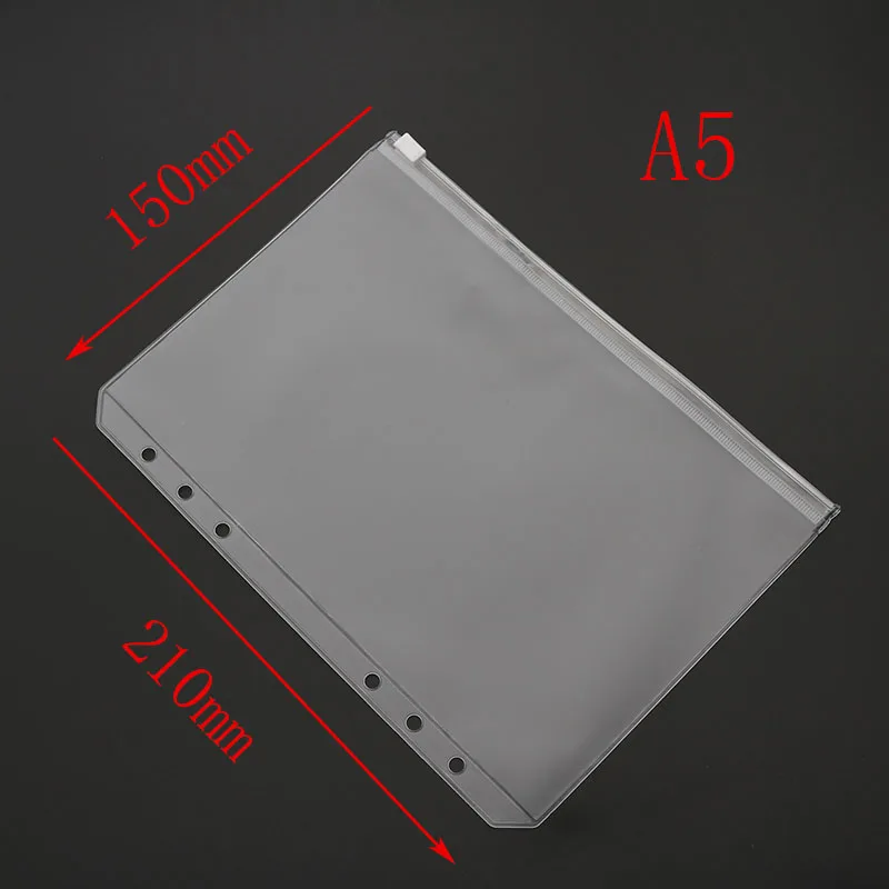 A5 zipper bag A5/A6, ПВХ, 6 отверстий, папка для визиток, сумка для ноутбука на молнии, Детская папка для обучения, офисные принадлежности - Цвет: A5 zipper bag
