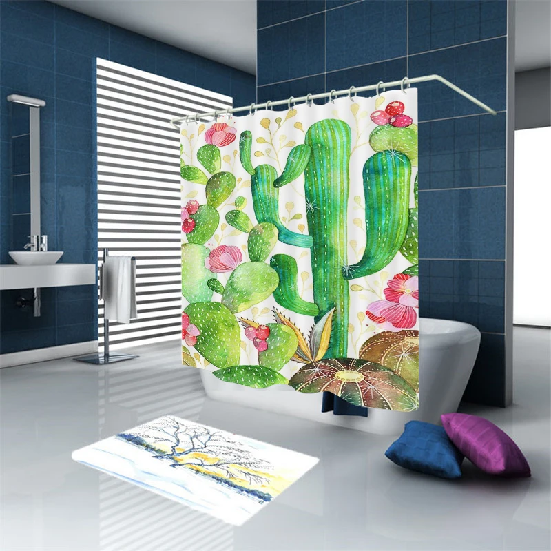 2019 Shower Curtain Painted Cactus Children's Bedroom Home Bathroom Decoration Bath Curtains | Дом и сад