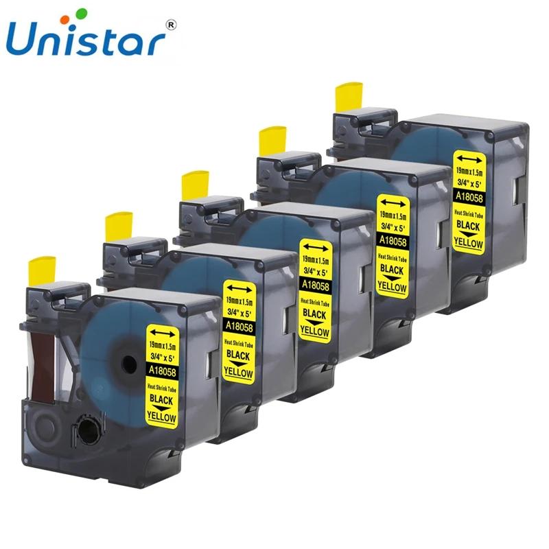 Unistar 5 шт. 18057 18058 Rhino IND ярлыки совместимые с термоусадочной трубкой Dymo ленты для
