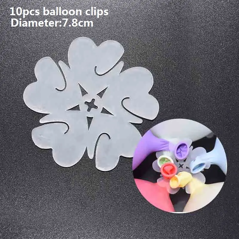 10pcs balloon clip 2 7 трубок подставка для воздушных шаров держатель колонна конфетти аксессуары для воздушного шара детский душ Дети День рождения Свадьба украшения DIY Поставки - Цвет: 10pcs balloon clip 2
