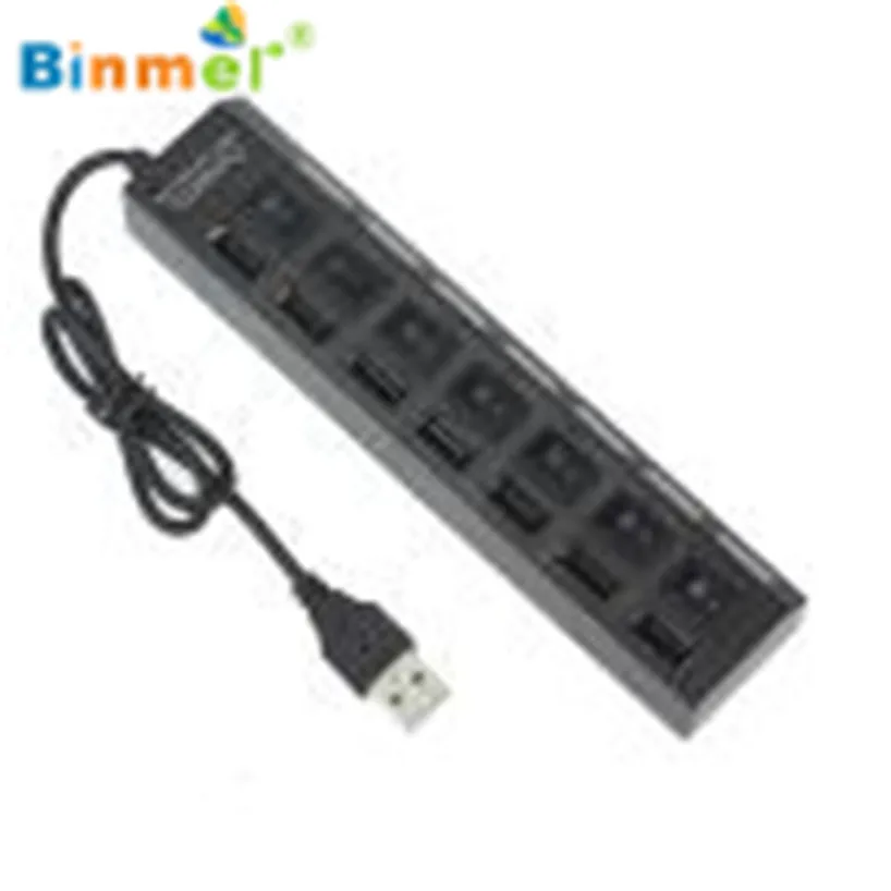 Binmer 2017 Бесплатная доставка 7 портов LED USB 2 0 адаптер концентратор питания вкл/выкл