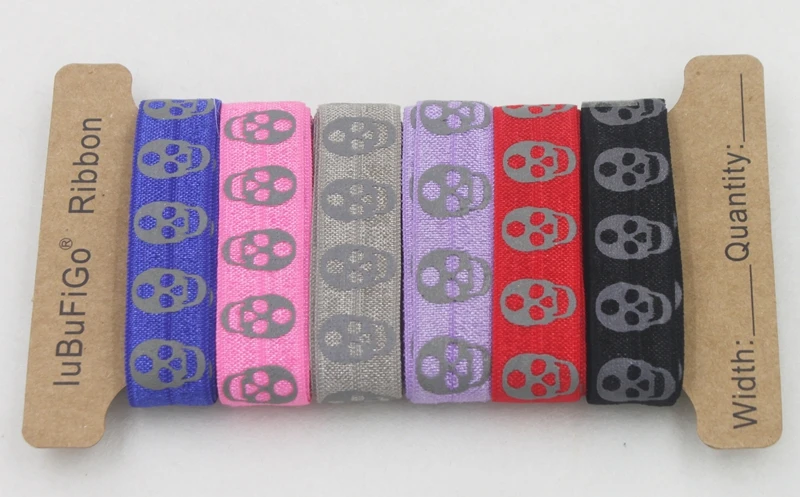 [IuBuFiGo] 5/8&quot(16mm) Elastic Skull Reflective Ribbon Grosgrain Check Tape For Hairbow Headwear 6y/lot | Дом и сад
