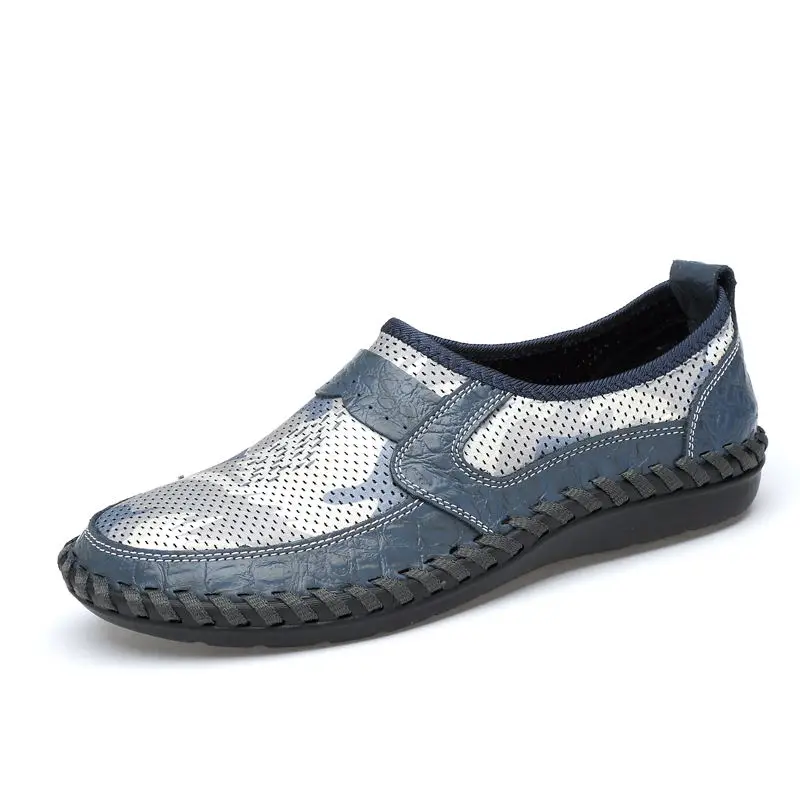 LAISUMK Summer Breathable Mesh Shoes Mens Casual Genuine Leather Slip On Brand Fashion Soft Comfortable Sneakers | Обувь