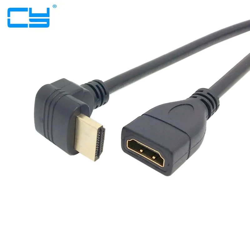 

Вниз под углом 90 градусов преобразователь HDMI-compatible1.4 с Ethernet 3D Тип A male к женскому удлинитель 10 см