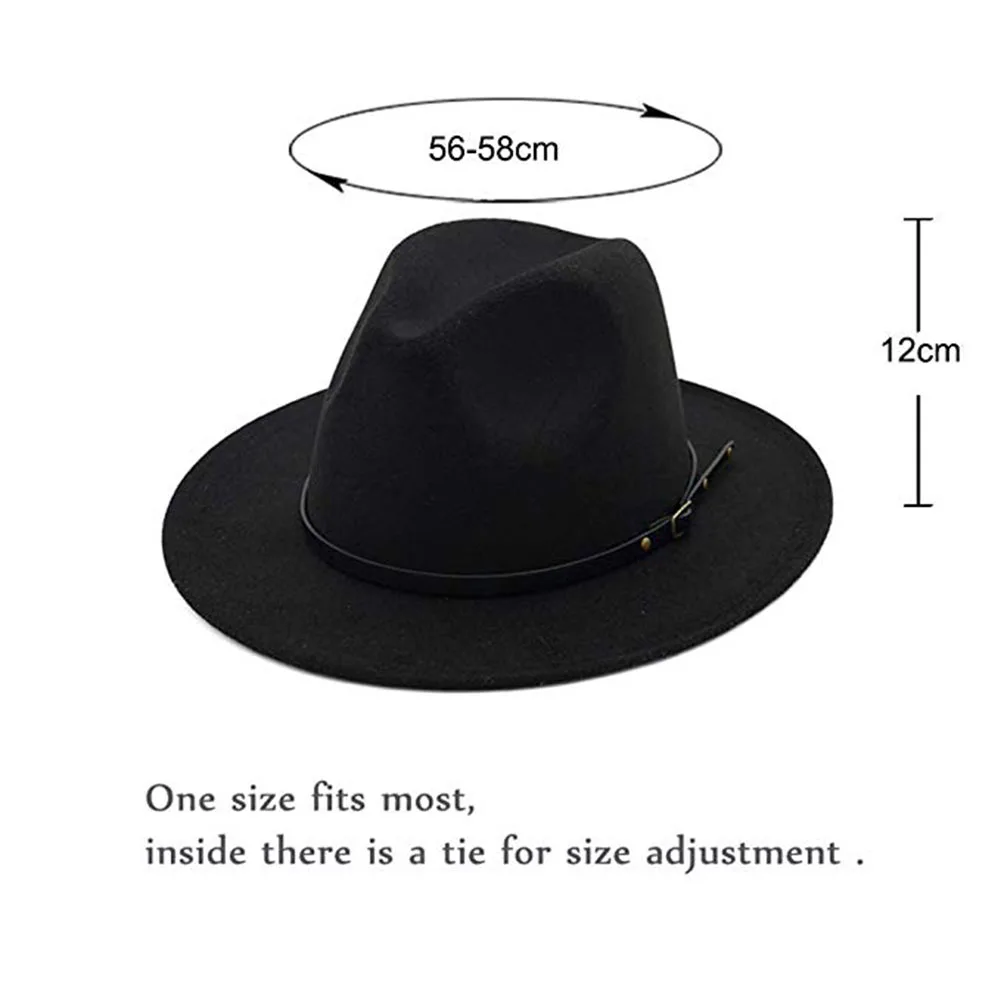 Винтаж сплошной цвет фетровый котелок с широкими полями Fedora Hat Зима флоппи Женская кепка Джаз горра Европейский Американский Круглый Кепка s котелок шапки
