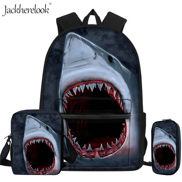 Jackhereook/ детские школьные сумки, 3D рюкзак с принтом морской животные, большая белая акула для мальчиков и девочек, дорожная сумка на плечо - Цвет: HX687Z58-EK