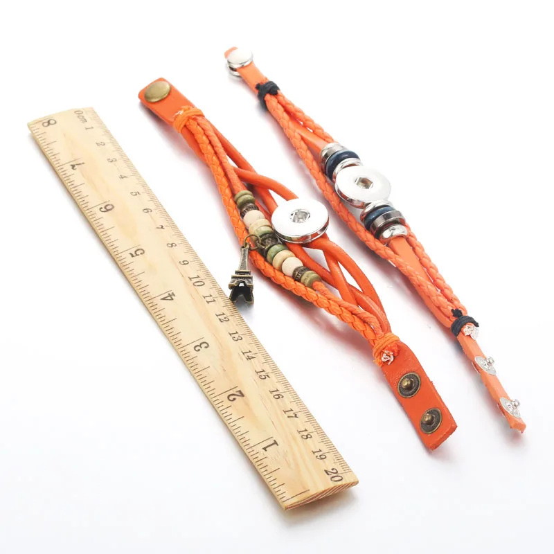 

Snap Bracelet Bangle Snap Leather Bracelet Retro Handmade Braided Leather Bracelet fit 18MM Snap jewelry