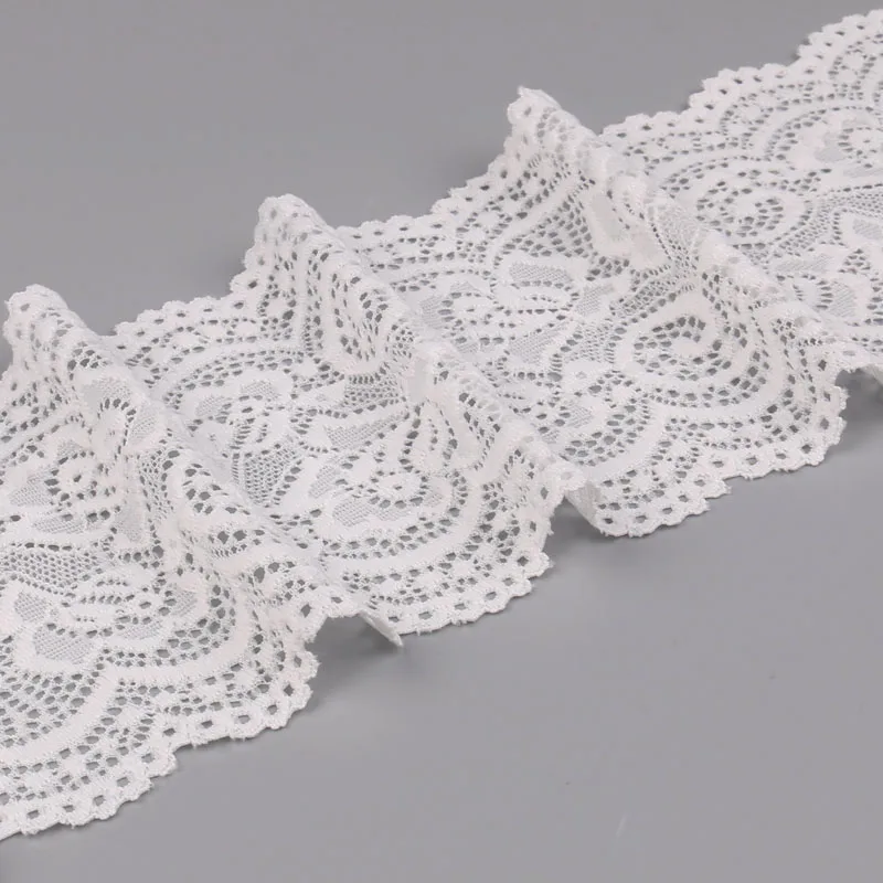 2 ярдов/партия вышитые эластичная кружевная лента 10 см широкая белая бейка Ткань