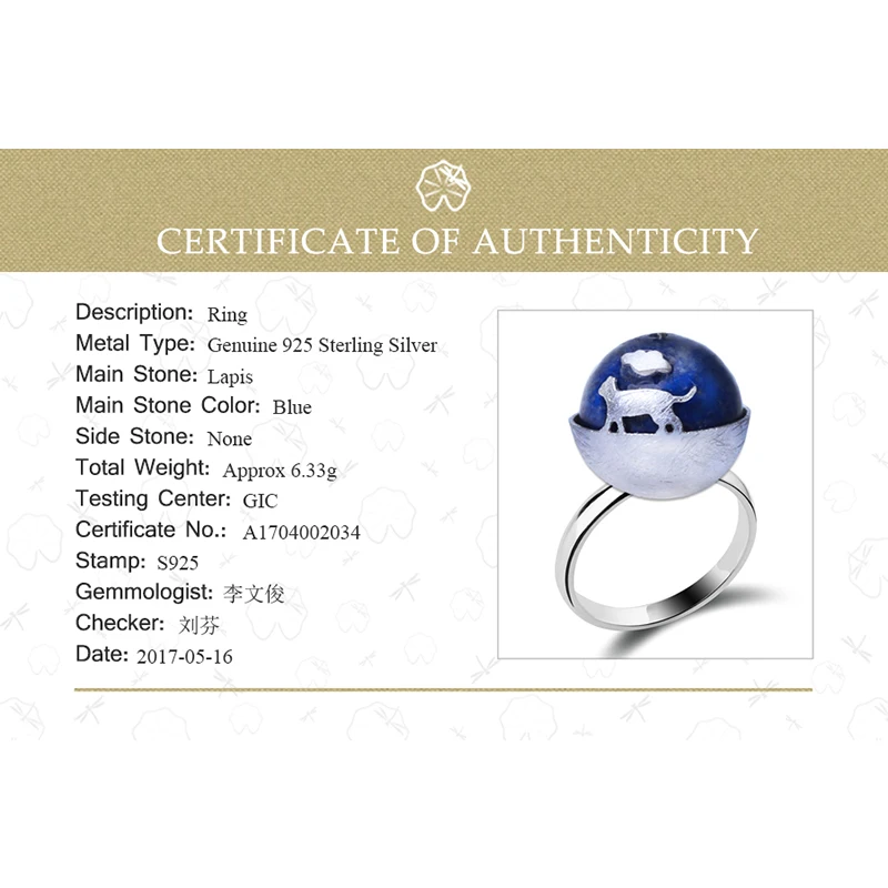 

Lotus Fun Moment Real 925 Sterling Silver Natural Lapis Stone Handmade Designer Fashion Jewelry Cat's Dream Female Rings Bijoux
