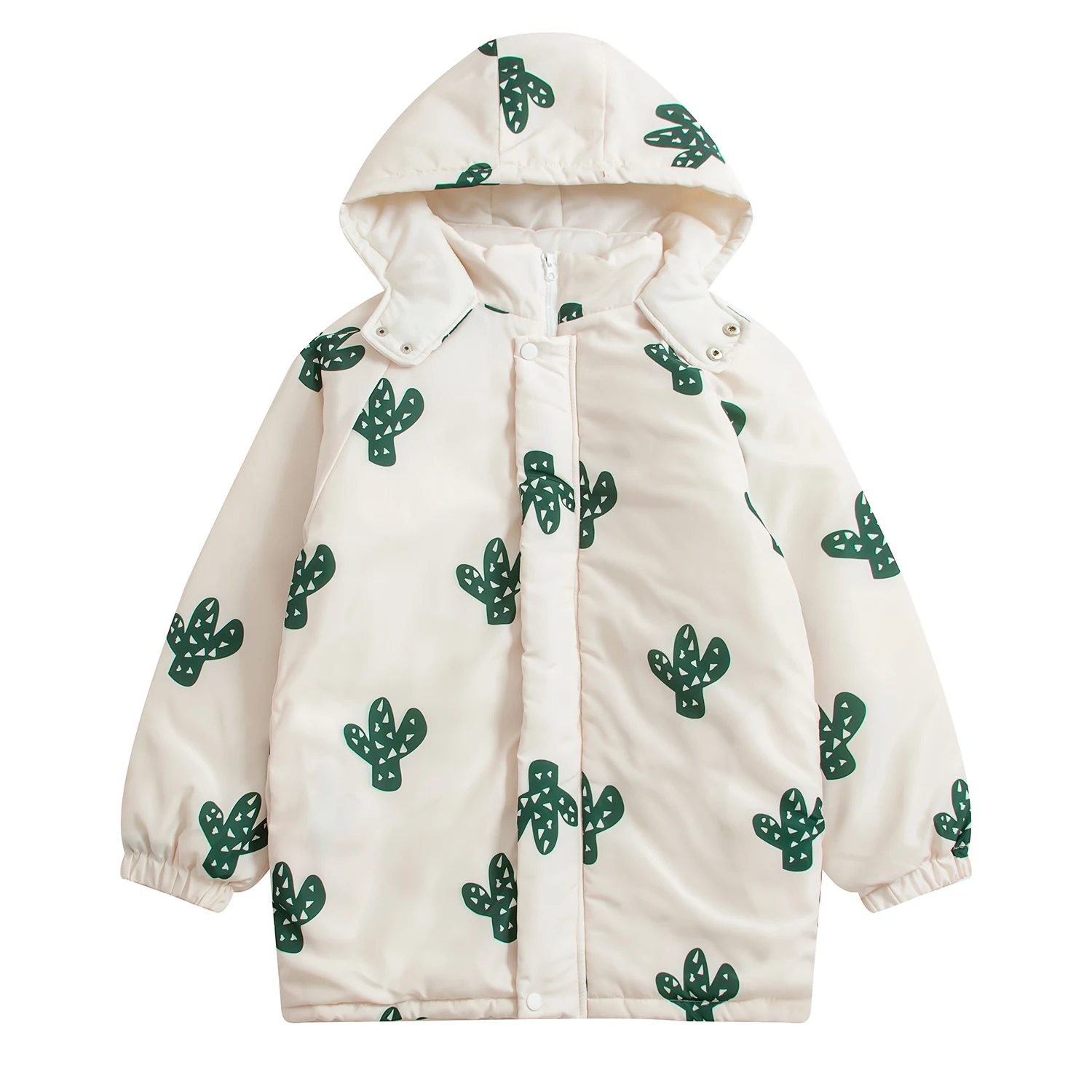 Женская теплая флисовая куртка толстый пуловер с капюшоном и принтом кактуса