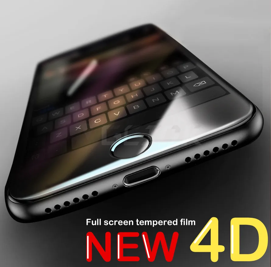 Gourde 9H твердость 4D изогнутый край Полное покрытие закаленное стекло для iphone 6 7