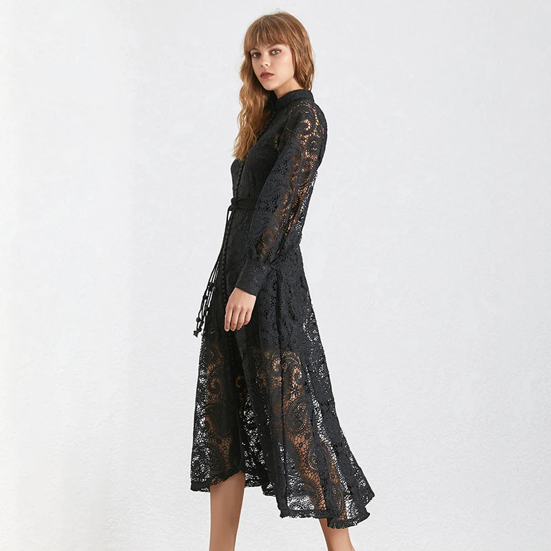 TWOTWINSTYLE летнее корейское женское платье со стоячим воротником и рукавами-фонариками, с высокой талией, облегающее Бандажное платье миди, женские платья, мода, новинка