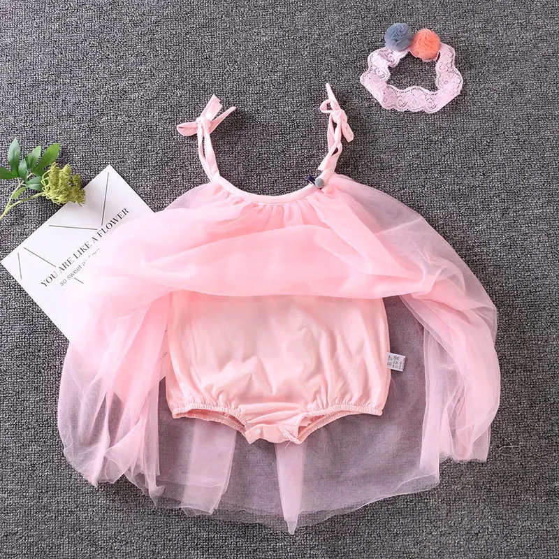 Летняя одежда для маленьких девочек платье на бретельках + повязка голову