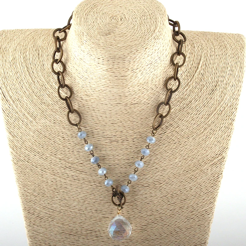 Модная бижутерия MOODPC цепочка с розам стеклянная Хрустальная/металлическая