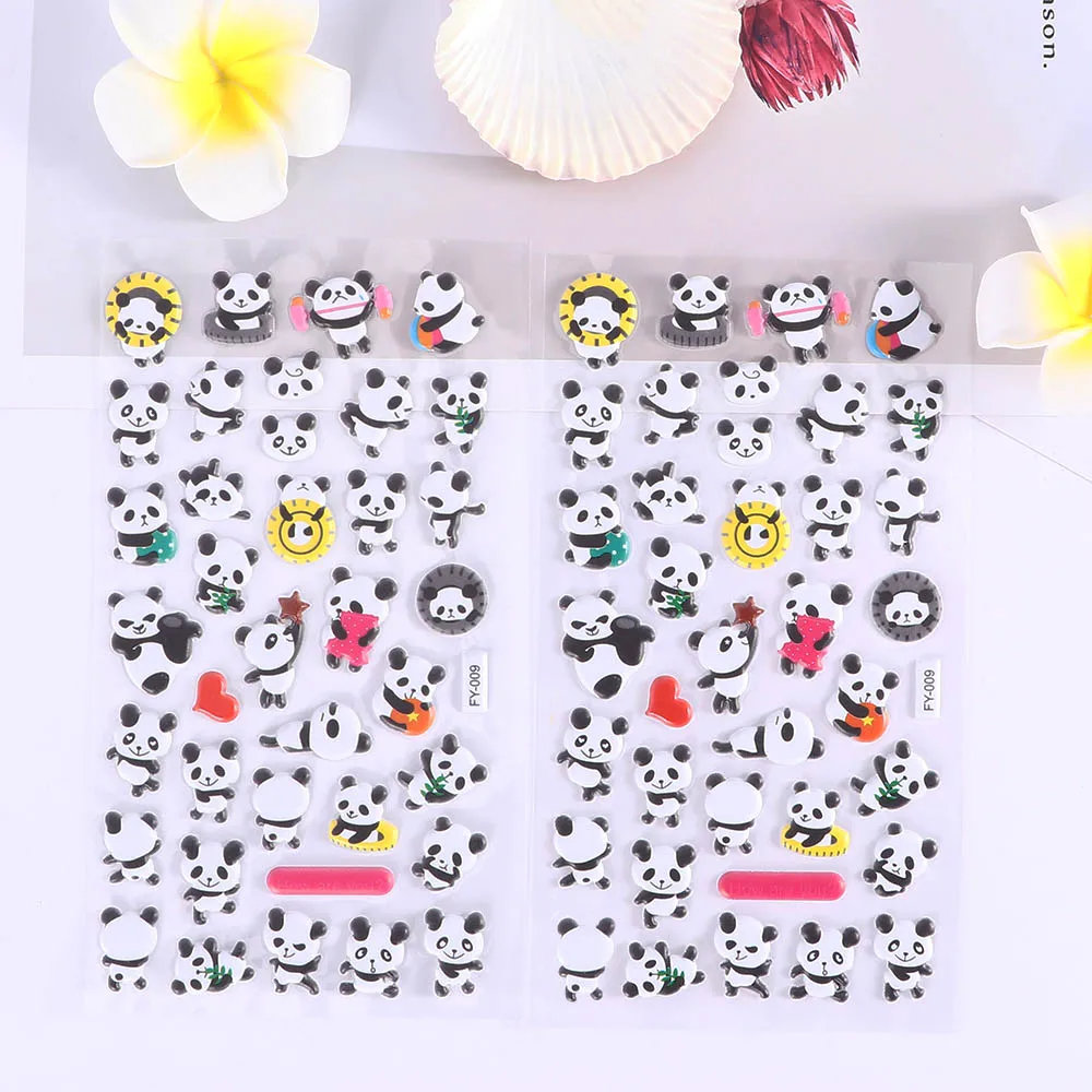 2 шт. DIY милые 3D Пузырьковые губки Мультяшные наклейки панды животных стикер для