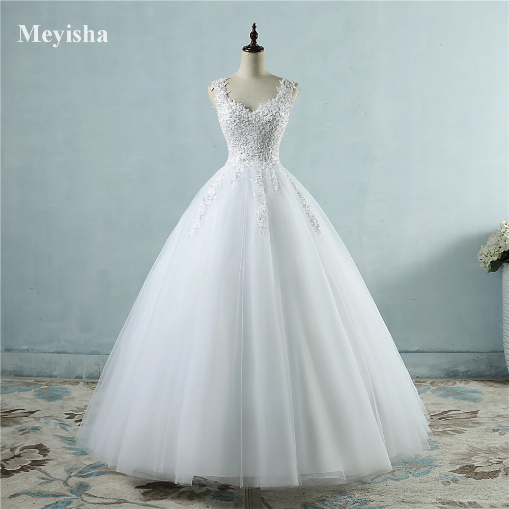 

ZJ9076 Ball Gown Tulle Wedding Dresses 2019 with Pearls Bridal Dress Marriage White Ivory Plus Size Customer Made 2-26W
