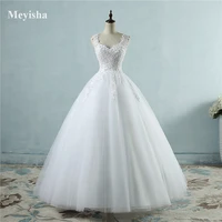 zj9076 ball gown tulle wedding dresses 2019 with pearls bridal dress marriage white ivory plus size customer made 2 26w