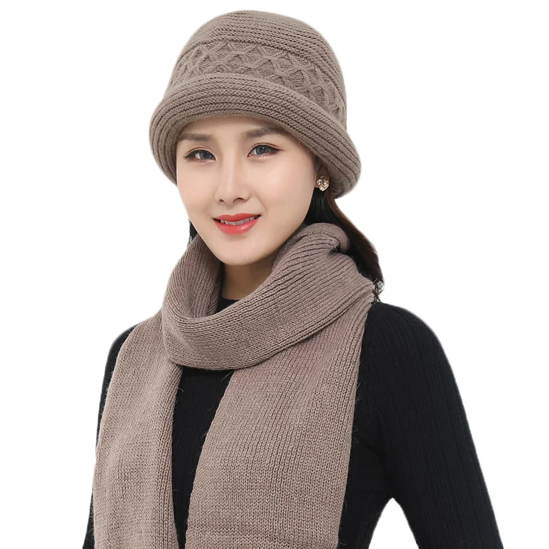 Женская зимняя шапка и шарф из кроличьего меха хлопка|Женские шарфы| |