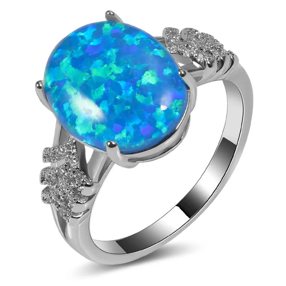 Hot Sale Exquisite Blue Fire Opal 925 Sterling Silver High Quantity Engagement Wedding Ring Size 5 6 7 8 9 10 11 A108 | Украшения и