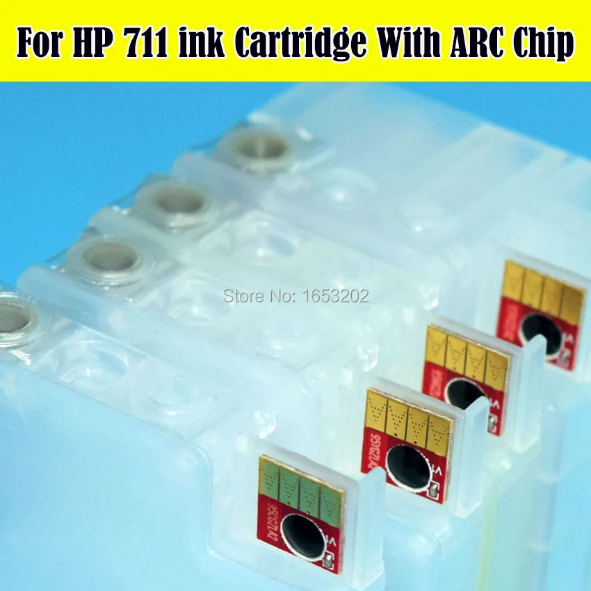 Горячая продажа! 4 цвета/набор HP711 Заправляемый картридж с чипом ARC для HP Designjet T120
