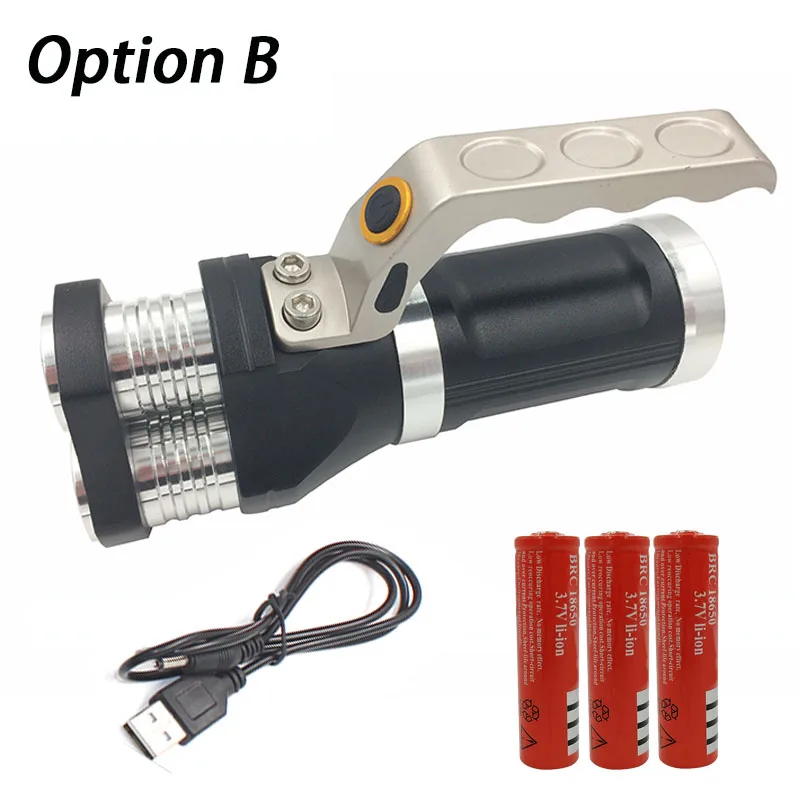Option B Z30 светодиодный светильник-Вспышка 3 шт. XM-L T6 с бусинами, перезаряжаемый портативный светильник, ручная лампа 12000LM, 3 модели, супер яркий фонарик - Испускаемый цвет: Option B