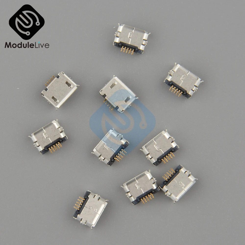 10 шт. Тип B Micro USB 5 P 5-контактный Micro USB 5 крепеж; микро-usb разъем для зарядки