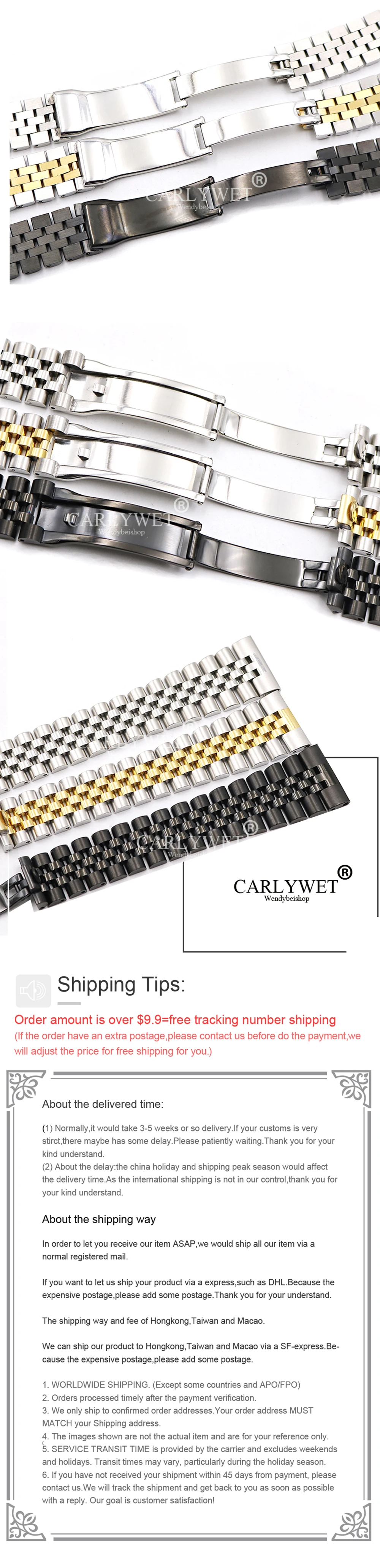 CARLYWET 20 мм/22 мм Нержавеющая сталь сменный наручный ремешок для наручных часов браслет ремешок для Rolex Datejust Daytona MILGAUSS Omega IWC Tag