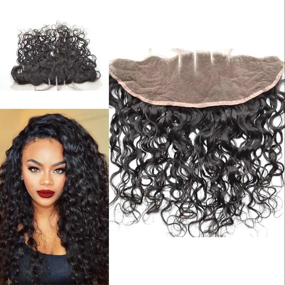 13*4 Малайзии Кружева Фронтальная Закрытие Волна Воды Волосы Уха До Фронтальной С