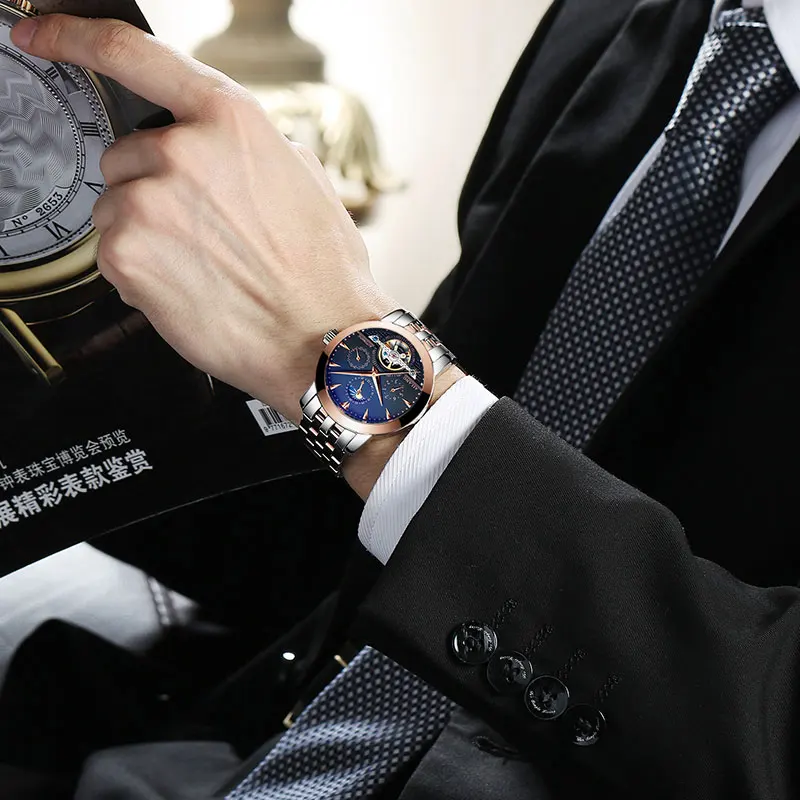 AILANG Роскошные брендовые полностью автоматические Tourbillon механические часы