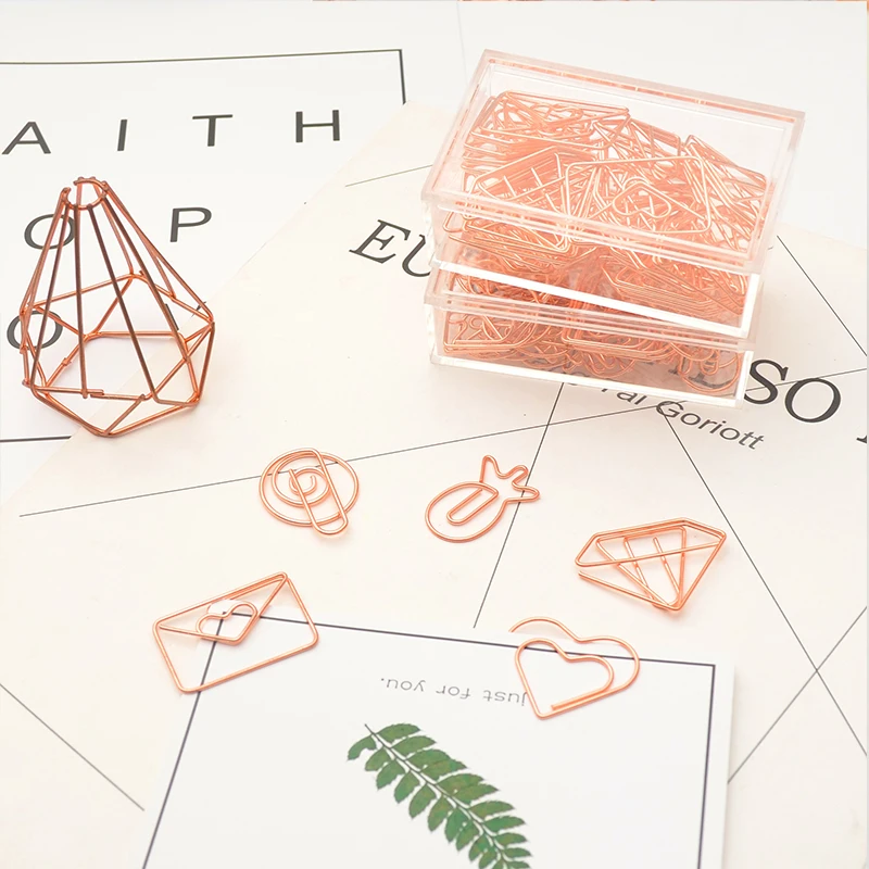 20 шт./кор. зажимы для бумаги в форме сердца с гальваническим покрытием из розового