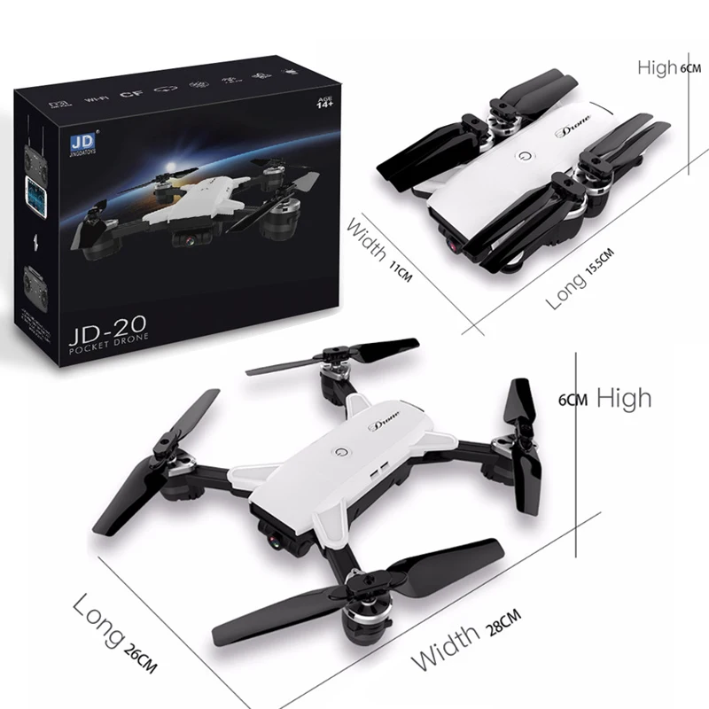 Новый складной селфи Дрон с Wi Fi FPV камерой RC беспилотный 6 осевой JD20 вертолет JDRC