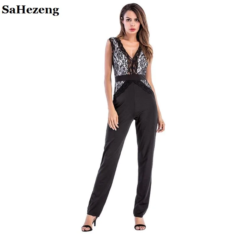 Кружевные Открытые Сексуальные женские вечерние Клубные комбинезоны комбинезон