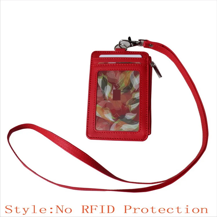 R-No RFID Protection Стильные держатели для карт с застежкой-молнией из искусственной кожи, ремешок для карт с 5 слотами для карт, RFID защитные держатели для удостоверений личности, OEM Добро пожаловать - Цвет: R-No RFID Protection