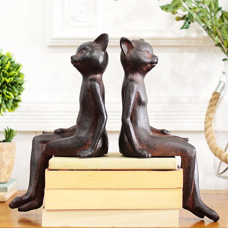 2 шт./лот деревенский ретро старый стиль ржавый Кот фигура украшения креативные