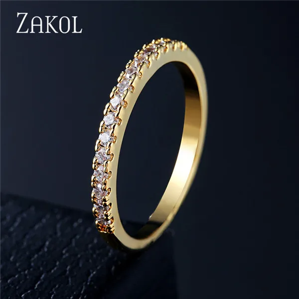 Gold Color ZAKOL новые модные CZ циркония вечерние для женщин обручальное кольцо с кристаллами для леди свадебные украшения подарок FSRP2114 - Цвет основного камня: Gold Color