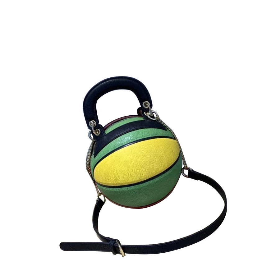 Yellow green random Модные баскетбольные сумки для женщин, сумка-мессенджер, женские сумки, круглые креативные забавные ручные сумки высокого качества - Цвет: Yellow green random