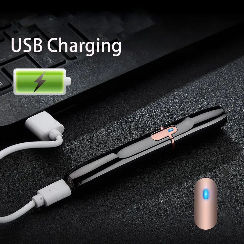 Маленький тонкий USB Зажигалка сенсорный переключатель электрические зажигалки