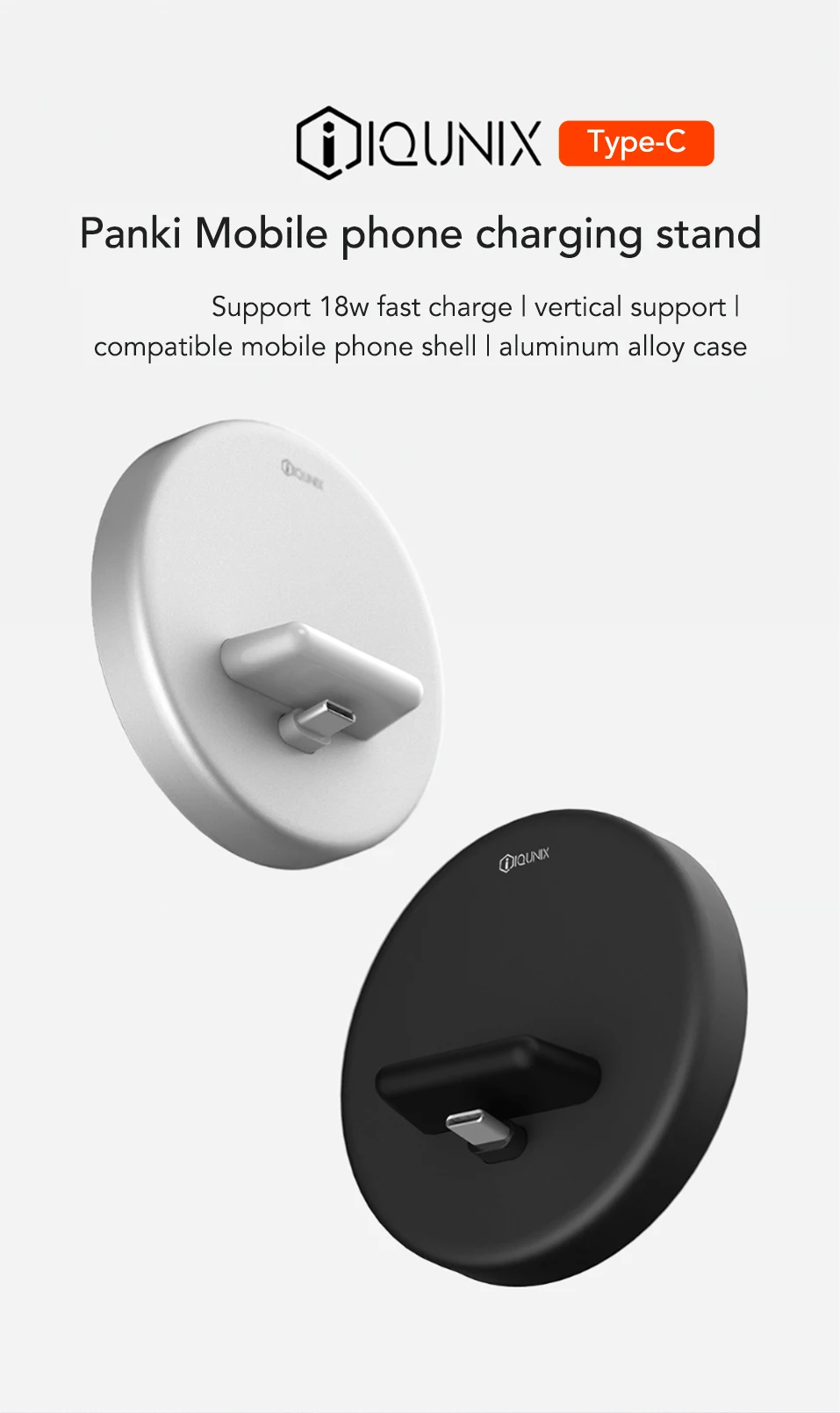 Оригинальное Беспроводное зарядное устройство Xiaomi Panki type-c с подставкой для телефона 18 Вт быстрая Беспроводная зарядная площадка для samsung huawei кабель 1,2 м H19