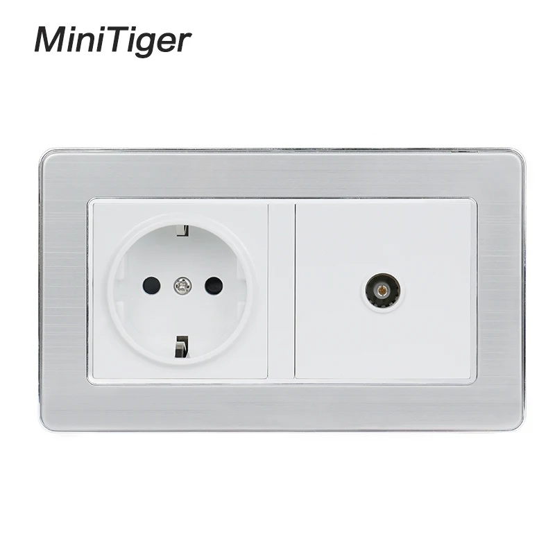 Настенная розетка Minitiger 16 А для России Испании с заземлением гнездо питания