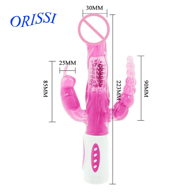 ORISSI кролик тройное удовольствие вибрации и вращения анальный секс вибраторы для