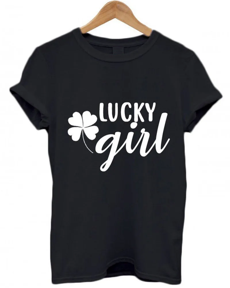 LUCKY GIRL/LUCKY BOY футболки с логотипом парные девушки Веселый комплект футболка Прямая