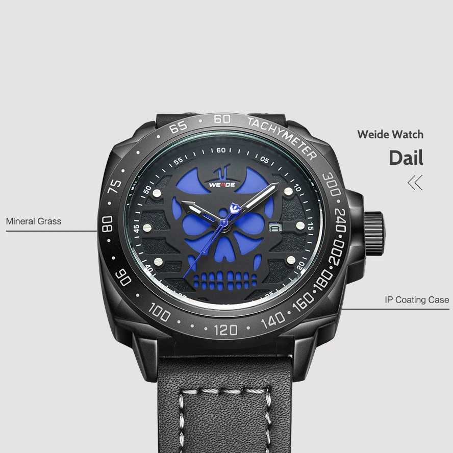 WEIDE Brand halloween watch sport Men Waterproof Quartz Wristwatch Analog Leather Strap eletronicos Relogio Masculino clock 1510 | Наручные