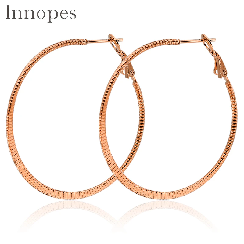 Золотые серьги кольца innope модные большие круглые из нержавеющей стали женские