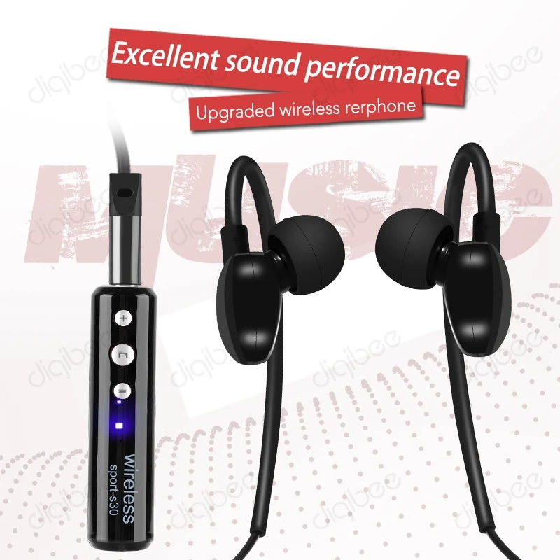 Noise Concelling HiFi Sound Sport 3.5mm Wired Wireless Stereo Clip Headset Bluetooth Earphone With Mic for iPhone X 5 6 7 8 Plus |
