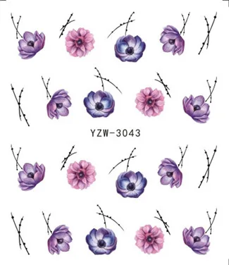 3043 1 шт, модные наклейки для ногтей с цветущими цветами, переводные слайдеры для маникюра, декоративная наклейка для ногтей - Цвет: 3043